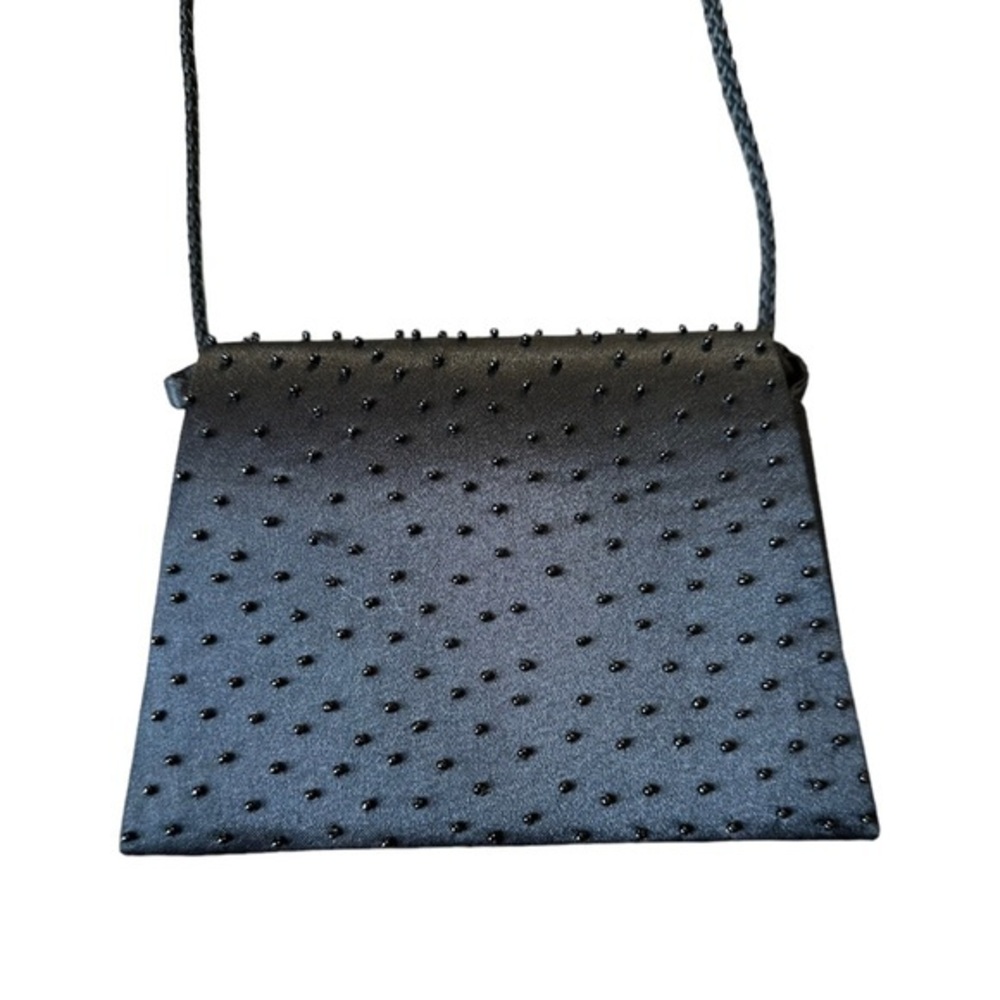 Vintage Sasha Black Beaded Crossbody Carry Evening Bag